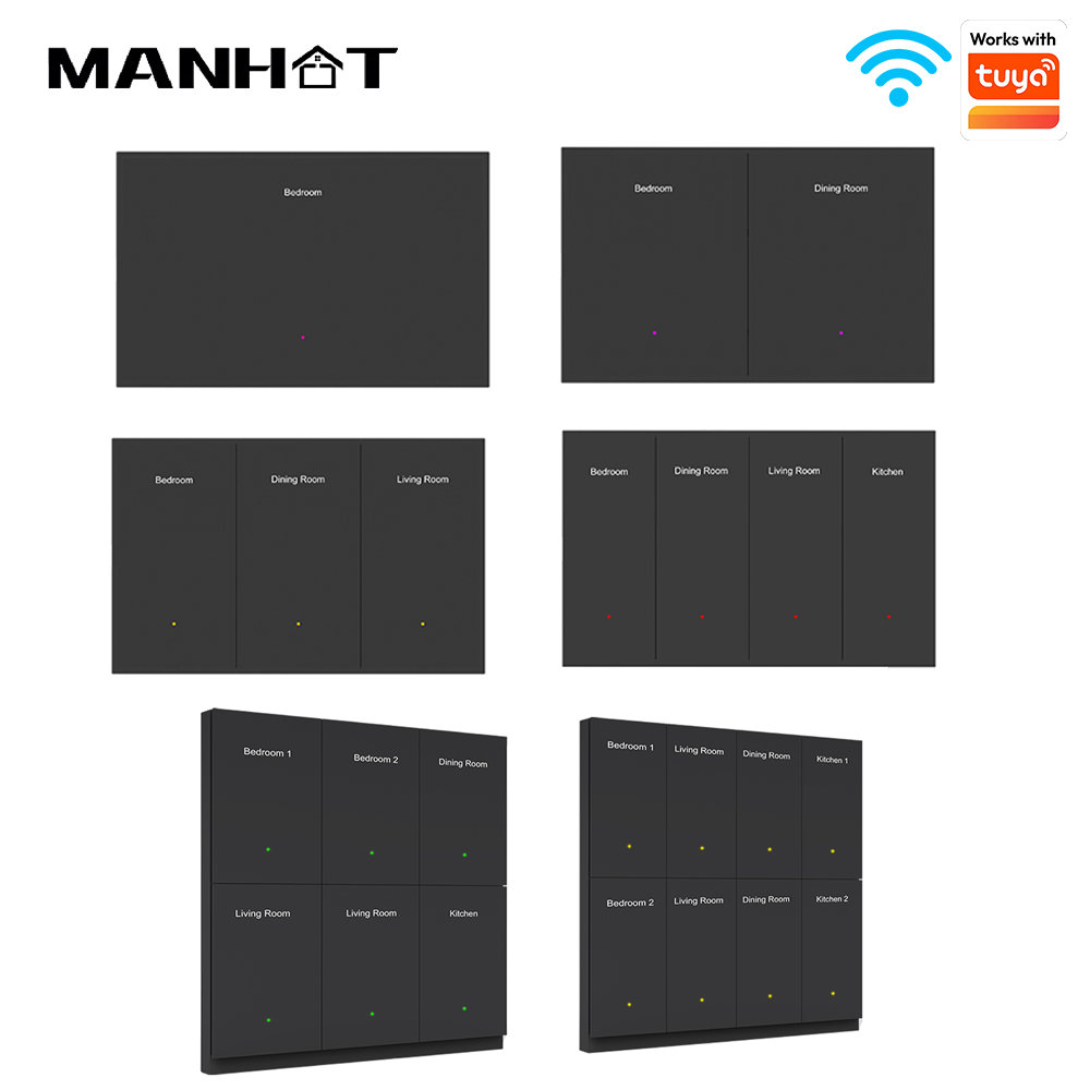 Smart Light Switch Wifi - Interruptor de botón pulsador horizontal Manhot