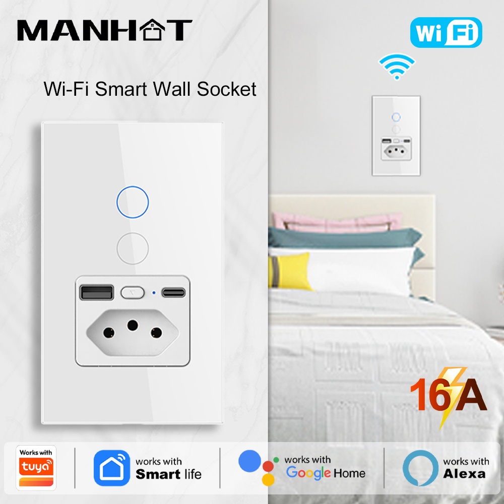 Smart Light Switch Wifi - Enchufe WiFi Manhot 16A para Brasil